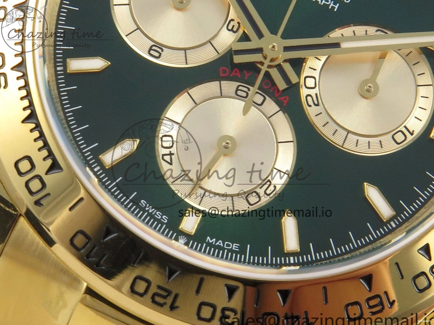 1:1 Edition V6（Gain YG Dial Weight） QF Daytona Best SH4131 Green On 126508 Markers Bracelet Stick 0105